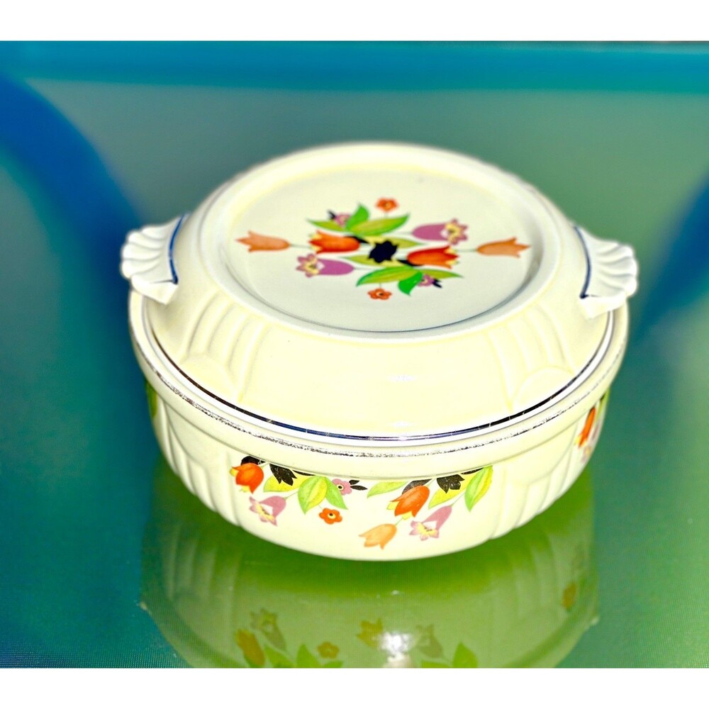 Hall's Vintage Crocus Radiance Pattern Kitchenware Casserole Dish with Lid